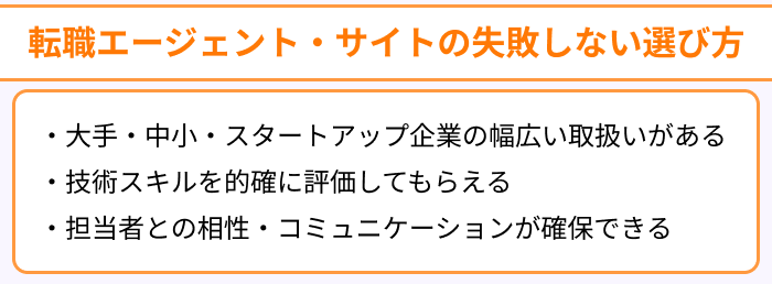 技術職向け転職エージェント・サイトの失敗しない選び方のイラスト