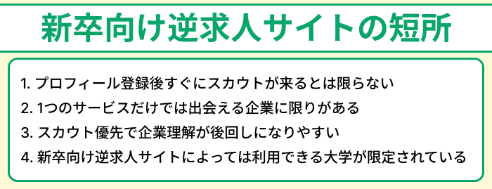 新卒向け逆求人サイトの短所のイラスト