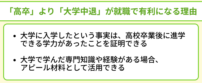 「高卒」より「大学中退」が就職で有利になる理由のイラスト